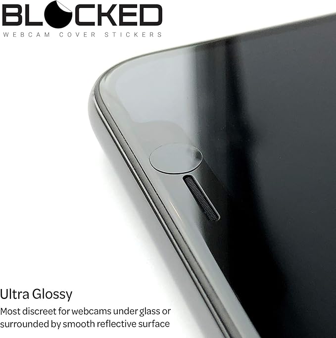 BLOCKED Stackable Webcam/Camera Vinyl Covers | 57 Low-Tack Reusable Webcam Sticker | 3-Sizes | Black 57-Pack (Ultra Glossy)