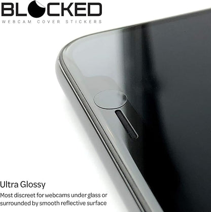 BLOCKED Stackable Webcam/Camera Vinyl Covers | 57 Low-Tack Reusable Webcam Sticker | 3-Sizes | Black 57-Pack (Ultra Glossy)