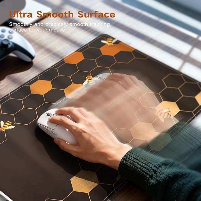iCasso Heated Mouse Pad, XL Big Desk Pad with 4 Heating Levels & 4 Auto Shut-Off Levels for Computer Keyboard, 31.5" x 13" Large Safe Desk Mat Hand Warmer for Home Office Work (Honeycomb)