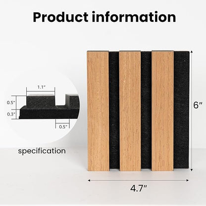 Sample Wood Salt Acoustic Wall Panels, Soundproof Wooden Wall Panels, 3D Fluted Sound Absorbing Panel, Brown, Sample Pack