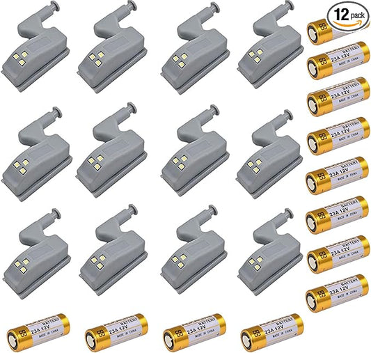 12 Pack Hinge LED Sensor Light -Smart Touch Induction Cabinet Light for Kitchen Cabinet Cupboard Closet Night Lights, Living Room/Bedroom/Wardrobe Night Lights(Cool White)