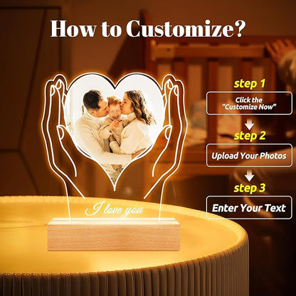 Custom Picture Frames with Photo, Customized Photo Frame, Personalized Picture Frame, Customized Birthday Valentines Day Gifts for Women Men Mom Dad Baby Kids Grandma Grandpa Family