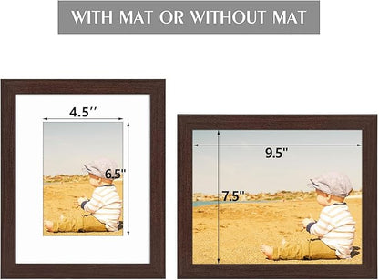 Golden State Art, 8x10 Picture Frame with Mat for 5x7 Photo - High Definition Glass Wall Mounting or Tabletop Display (Brown, 2 Pack)