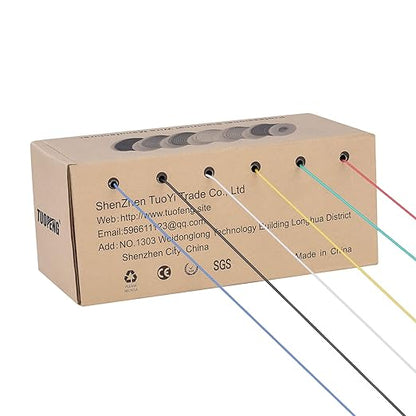 TUOFENG 28awg Wire Flexible Silicone Wire,28 Gauge Tinned Copper Wires Silicone Rubber Insulated (6 Different Colored 43ft Each)(OD: 1.2 mm) Stranded Wire Hook up Wires