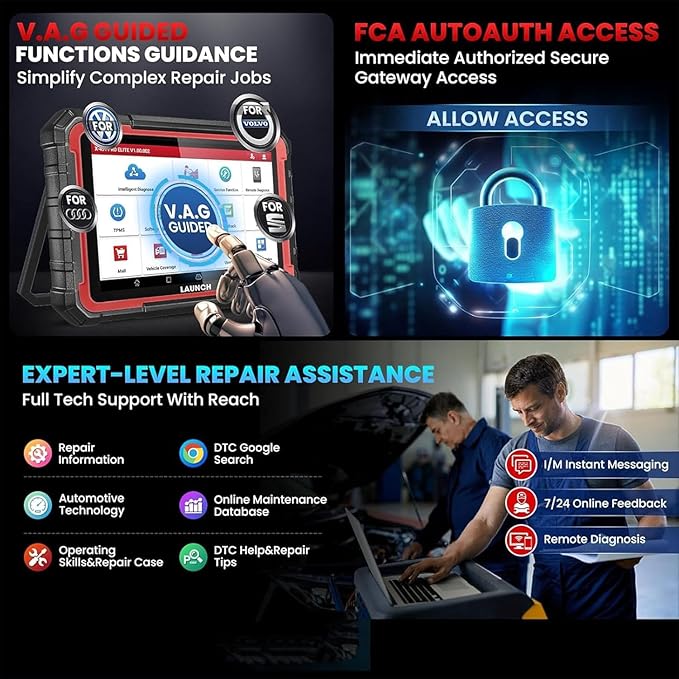 Launch X431 PRO Elite 2025 Bidirectional Scan Tool, 38+ Resets Full System Scanner, All-in-One Diagnostic Tool with Active Tests,ECU Code,CANFD DOIP FCA Autoauth V.A.G Guided，2 Years Free Update