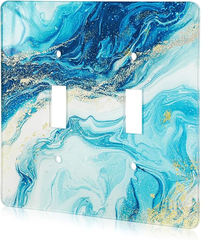 Elegant Marble Acrylic Light Switch Cover Decorative Double Rocker Wall Plate Light Switch Plate Cover