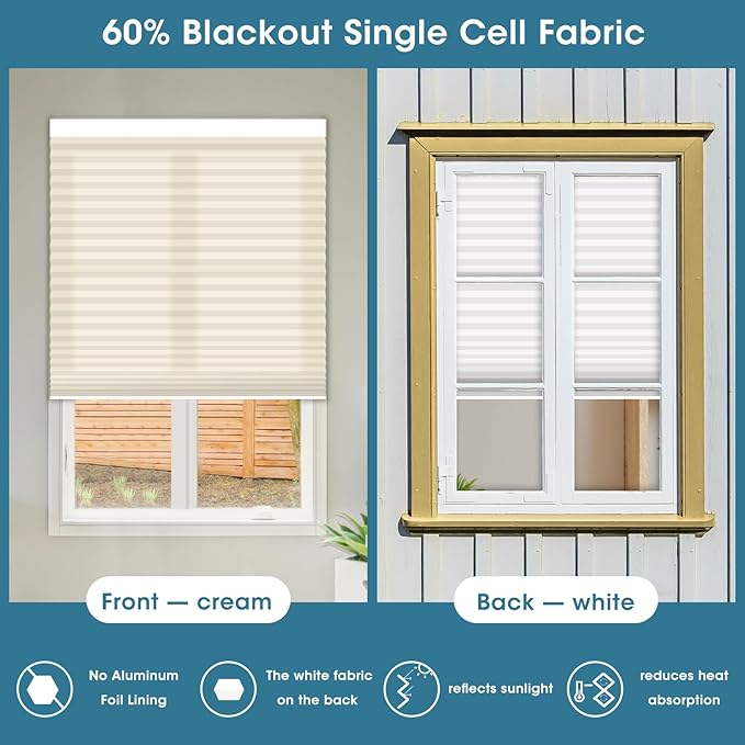SmartWings Motorized Cellular Shades with Remote, Customized Electric Cordles Honeycomb Blinds Compatible with Alexa/Homekit/Google for Windows, 60% Blackout Single Cell Cream