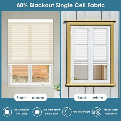 SmartWings Motorized Cellular Shades with Remote, Customized Electric Cordles Honeycomb Blinds Compatible with Alexa/Homekit/Google for Windows, 60% Blackout Single Cell Cream