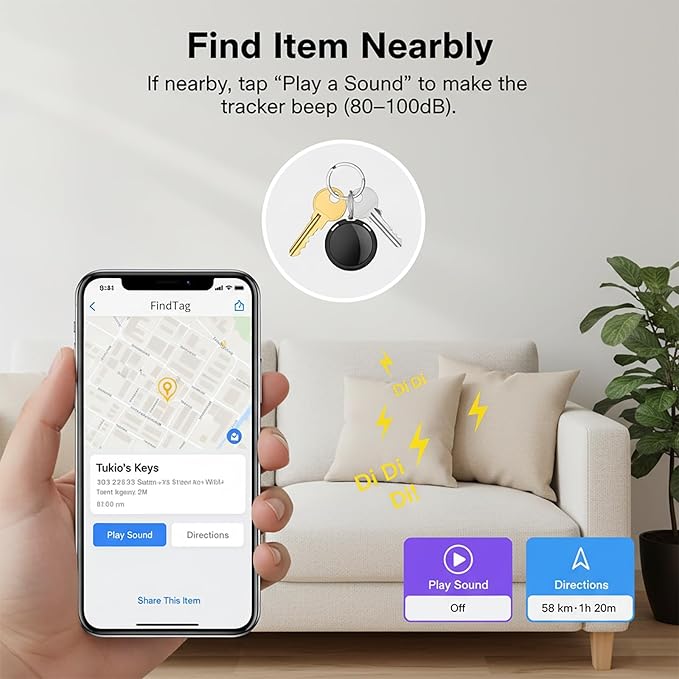 Car GPS Tracker Work with Find My (iOS Only) Mini Real Time Tracking Devices for Vehicles Hidden Magnetic Case Item Finder Global Coverage for Kids Dogs Truck No Monthly Fee or Subscription Waterproof