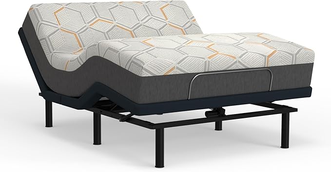 Blissful Nights e4 Queen Adjustable Bed Base Frame with 12" Medium Firm Copper and Gel Infused Memory Foam Mattress