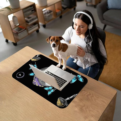Heated Mouse Pad with 3 Temperature Settings(104°F–122°F),Large 24x14.2 Inch PU Leather Heated Desk Mat,Waterproof Warming Pad for Office,Gaming & Cold Hands Relief,Skeleton Moon Mushroom