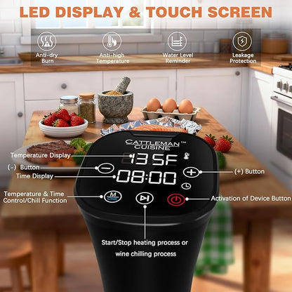 Sous Vide Cooker, Wine Chiller, 1000W, Sous Vide Machine for Kitchen, Immersion Circulator, Sous Vide Kit with Vacuum Bags, Vacuum Pump, Accurate Temperature Timer, Fast Heating