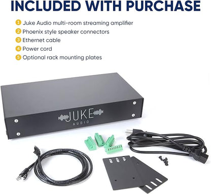 Juke-8: 8 Zone Multi-Room Amplifier | Built-in Music Streaming & Wireless App Control | Supports 8 Audio Sources Simultaneously | Whole Home Audio System | Airplay 2, Spotify Connect, Bluetooth