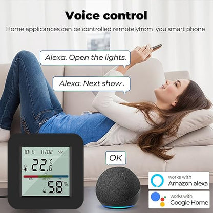 WiFi Smart IR Remote Control, 3-in-1 Smart AC Controller with Temperature Humidity Sensor n Display, Intelligent Control of T&H for Home Greenhouse Pet Garage, Compatible with Alexa (C1)