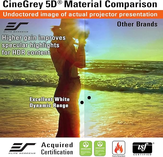 Elite Screens Evanesce Tab-Tension B 103" Diag. 16:9, Electric Recessed in-Ceiling Tensioned Ceiling/Ambient Light Rejecting (CLR/ALR) Projector Screen, ETB103HD5-E24, White