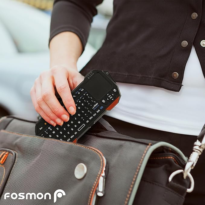 Fosmon Mini Bluetooth Keyboard (QWERTY Keypad), Wireless Portable with Touchpad, Compatible with Apple TV, Amazon Fire Stick, PS4, PS4 Pro, PS5, HTPC/IPTV, VR Glasses, Smartphones