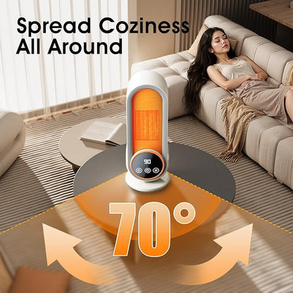 Space Heater Indoor - Energy Efficient Portable Heater with Adjustable Thermostat,1200W PTC Rapid Heating Ceramic Technology with Remote,Intelligent Timing