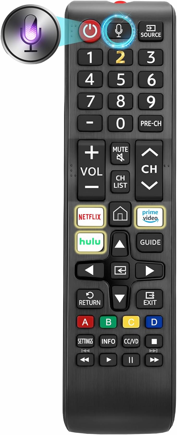 Replacement Remote for Samsung TV, Voice Control, Compatible with 2026-2016 Smart TV, LED, QLED, Crystal UHD & The Frame Series, 2-Year Warranty