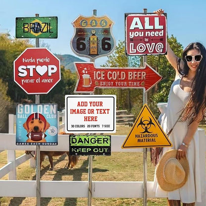 Custom Signs Outdoor Metal Sign - 16 x 12 Personalized for Business, Workplace, Office, Home, Delivery Signs, Road Garden Hazard Intersection Parking Decorative