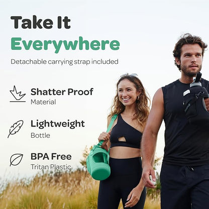 Hydracy Water Bottle with Time Marker -Large BPA Free Water Bottle & No Sweat Sleeve -Leak Proof Gym Bottle with Fruit Infuser Strainer & Times to Drink -Ideal for Fitness Sports & Outdoors