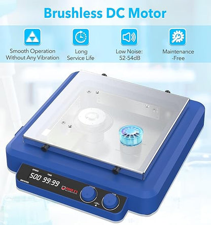 FOUR E'S SCIENTIFIC Orbital and Linear Shaker, 20-500 RPM Lab Orbital Rotator Shaker with Brushless DC Motor, Max. Load Capacity 7.5 KG