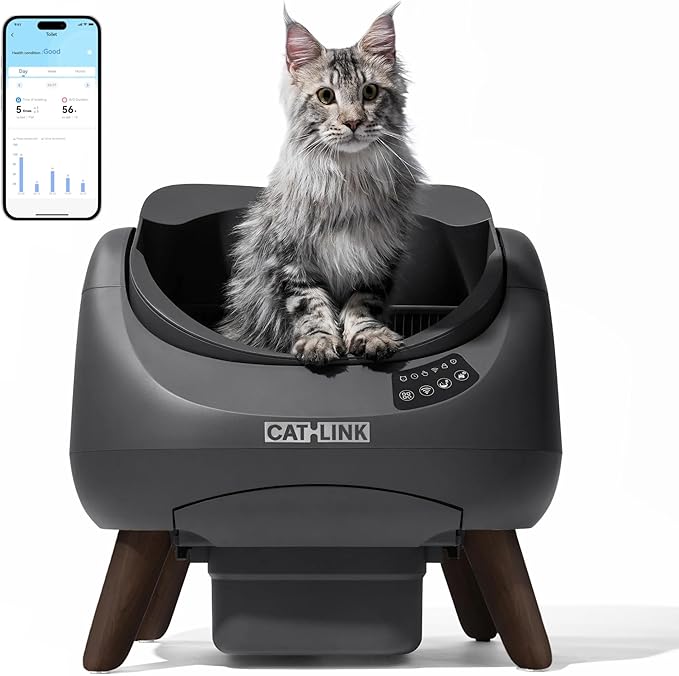 CATLINK Self Cleaning Cat Litter Box Open-X, 5G & 2.4G WiFi, Safe Anti-Pinch Automatic Litter Box Open Top, AI Waste Analysis Health Monitor for Multi-Cat Recognition, App Control, Odor Free