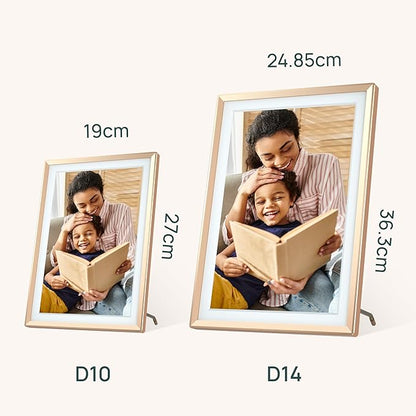 ARZOPA D10 Metal Digital Picture Frame 10.1" HD IPS Anti-Glare Touch Screen Load Photos & Videos Directly from Phone Ideal for Thoughtful Gifting Small and Exquisite - Champagne Gold