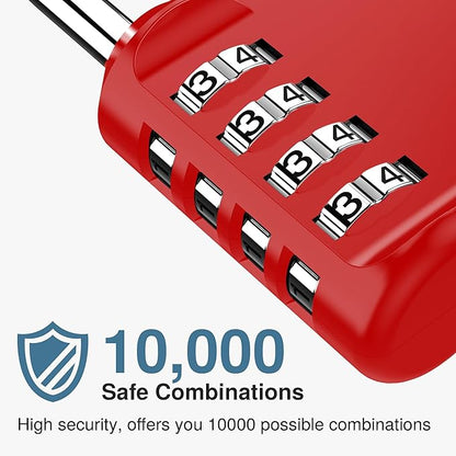 Puroma 2 Pack Combination Lock 4 Digit Outdoor Waterproof Padlock for School Gym Locker, Sports Locker, Fence, Toolbox, Gate, Case, Hasp Storage (Red)