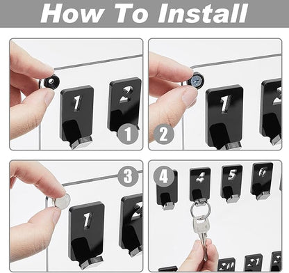 Acrylic Key Board with 60 No. Hooks Wall Mount Key Rack Holder Hanger Storage Collection for School, Garage, Car Dealer, Office, Hotel, Real Estate(Transparent)