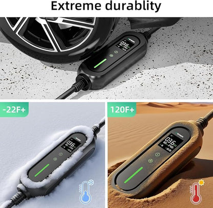 Level 2 & Level 1 EV Charger for Tesla Mobile Charing,16A,ETL Certified with 25ft Extension Cable,NACS Connector,NEMA 6-20P to 5-15P Adapter,Electric Car EV Charger for Tesla Model Y/X/3/S
