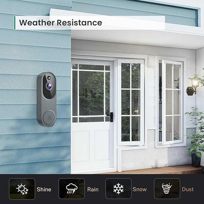 1080p Wireless Video Doorbell Camera, AI Human Detection, Live View, Night Vision, Cloud Storage, 2.4G WiFi, Battery Powered, Indoor Outdoor Surveillance (Includes Doorbell Receiver)