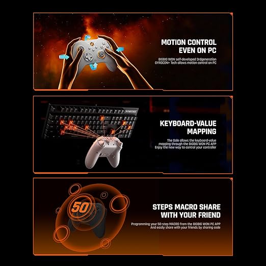 PC Controllers, BIGBIG WON Gale Hall Wireless Controllers, Motion Control, Hall Joysticks&Triggers, 3 Pairs of Thumbsticks, PC App Game Controllers for Switch/Switch2/iOS/Android Wireless Gaming Controller
