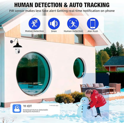 KERUI Light Bulb Camera-2.4GHz WiFi Light Socket Camera Outdoor， 2K Light Bulb Security Camera Wireless Outdoor Motion Detection and Alarm, Two-Way Talk, Color Night Vision