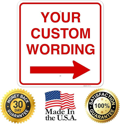 Custom Square Left or Right Arrow Sign, Personalize for Office, Business, Workplace, office, Home, Airbnb, Delivery Signs, 24x24 Inches Yellow, Rust Free .063 Aluminum, Fade Resistant, Made in USA