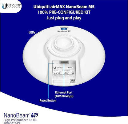 Tavora Wireless Bridge NBE-M5-16 Pre-Configured Bundle of 2, Point to Point Wi-Fi Bridge Outdoor, Plug and Play 150+ Mbps, 5 GHz, 15+ km Link Range