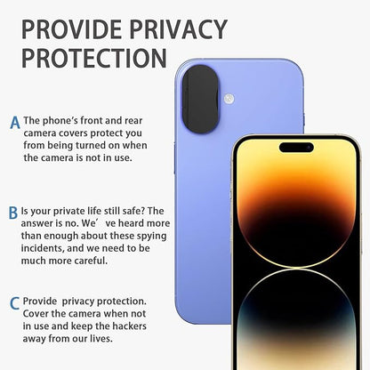 Front Camera Cover Compatible for iPhone 16/16 Plus with Rear Lens Cover,Protect Privacy and Security But Not Affect Facial Recognition (2Pack)-2025 Updated Version