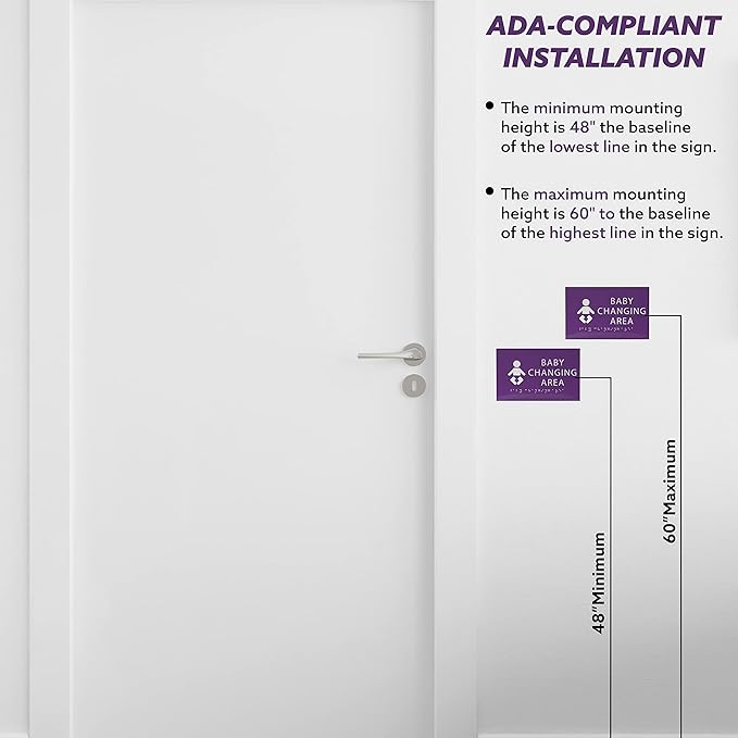 6" X4" Baby Changing Area Sign | Tactile Graphics Grade 2 Braille Text Baby Care Sign| ADA Compliant Wall Mount Plastic Restroom Sign for Hospital, Offices, Clinics and Apartments