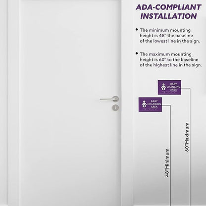 6" X4" Baby Changing Area Sign | Tactile Graphics Grade 2 Braille Text Baby Care Sign| ADA Compliant Wall Mount Plastic Restroom Sign for Hospital, Offices, Clinics and Apartments