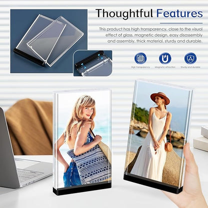 4×6 Acrylic Picture Frame (3Pack) -Double Sided 20 mm Clear Photo Frame Magnetic Standing Modern Design for Stereoscopic Displays, Desk Decor & Perfect Memories Gifts (4×6 vertical)
