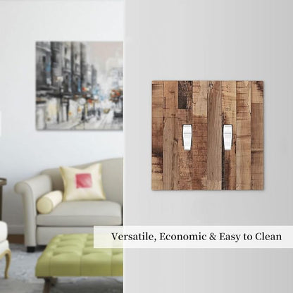 Decorative Switch Plates Rustic Brown Wood Grain 2 Gang Double Toggle Outlet Light Switch Cover Wall Plate Electrical Faceplate for Farmhouse Kitchen Decor