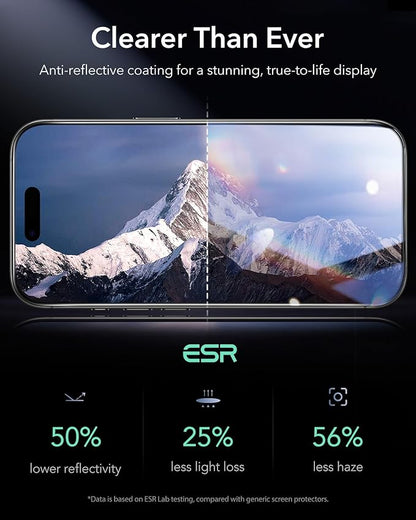 ESR 3 Pack 9H+ Glass for iPhone Air Screen Protector，[Military-Grade Shatterproof], with AR Anti-Reflective Technology, Armorite Ultra-Tough Tempered Glass for iPhone 17 Air with Ultra Fit Tray