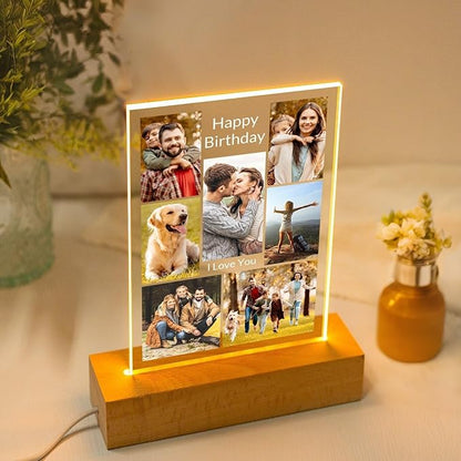 Custom Picture Frames with Photo, Custom Photo Frames with Night Light, Customized Picture Frame, Personalized Valentines Day Gifts for Women Men Her Him Mom Dad Family