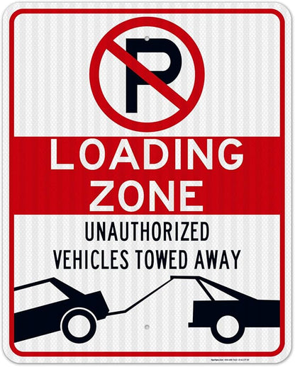 No Parking Symbol Sign, Loading Zone Sign, 24x30 Inches, 3M EGP Reflective .080 Aluminum, Fade Resistant, Indoor/Outdoor Use, Made in USA