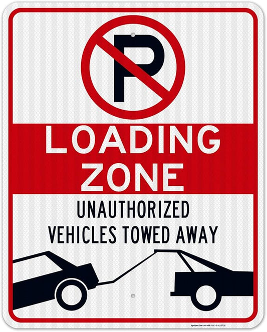 No Parking Symbol Sign, Loading Zone Sign, 24x30 Inches, 3M EGP Reflective .080 Aluminum, Fade Resistant, Indoor/Outdoor Use, Made in USA