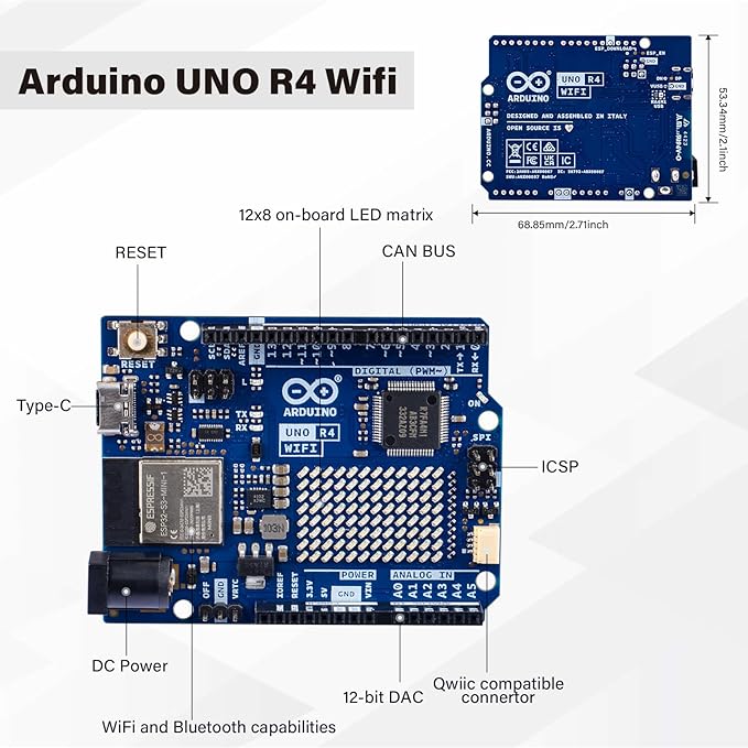 GeeekPi Starter Kit for Arduino UNO R4 WiFi, UNO R4 WiFi Board with Tutorial for Programming & 78PCS Components for Beginners & Engineers