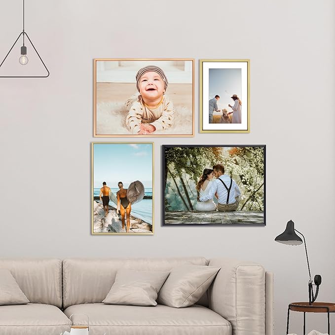11x14 Picture Frame Set of 3, Black Metal Photo Frames with HD Glass, Fits 8x10 with Mat or 11 x 14 without Mat, for Horizontal and vertical Wall Display