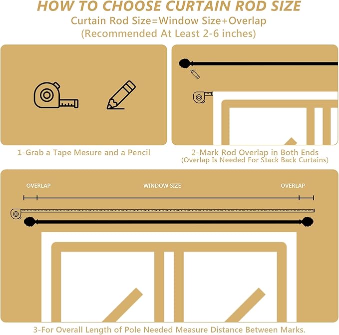 Curtain Rods for Windows 48 to 84 Inches 1 Inch Diameter Adjustable Drapery Rod Decorative Single Window Curtain Rods with Classic Finials,Gold