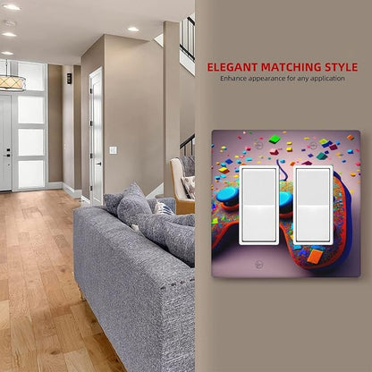 Videos Game Controller 2 Gang Double Rocker Decorative Light Switch Covers Electrical Faceplate Switchplates for Bathroom Kitchen Home
