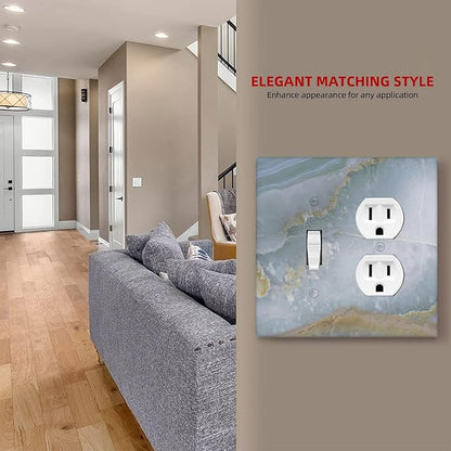 Wallplates Colored Art Marble Golden Line 1 Toggle 1 Duplex Switch Plate Electrical Gfci Faceplate Decorative Light Switch Covers For Bathroom Kitchen Decor