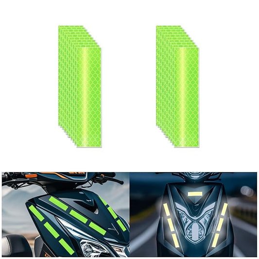 Non Fading Fluorescent Yellow Reflective Stickers 1 inch X 4 inch, Outdoor Waterproof High Visibility Safety Adhesive Reflector (20 Pcs)